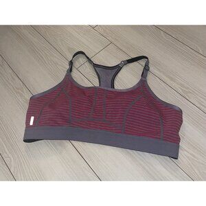 LOLE Sports Bra Racerback Unpadded Wire Free Striped Womens XL XLarge Pink Gray